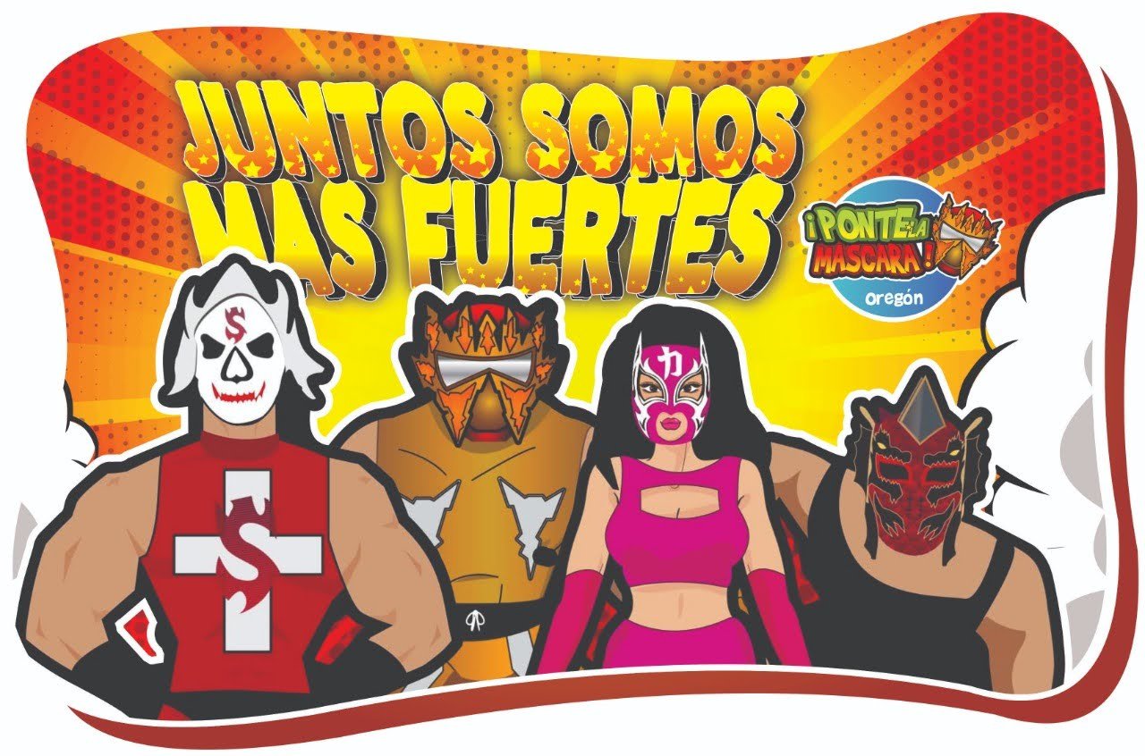 Cartel Juntos Somos Más Fuertes — ¡Ponte la Máscara!
