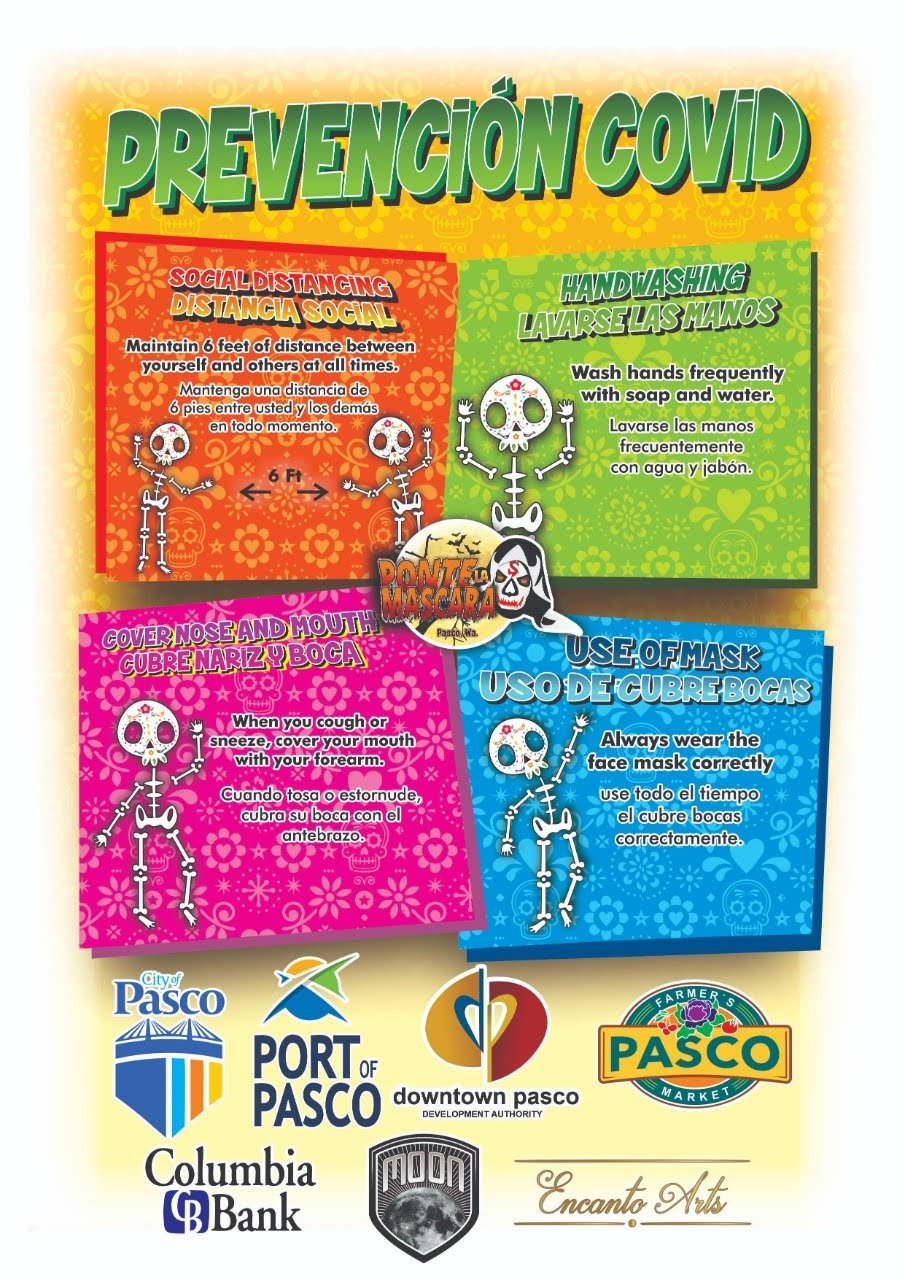 Póster bilingüe de prevención COVID, 2020